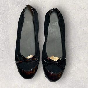 Stuart Weitzman Tortoise Suede Patent Leather Ballet Chunky Heels Size 7.5